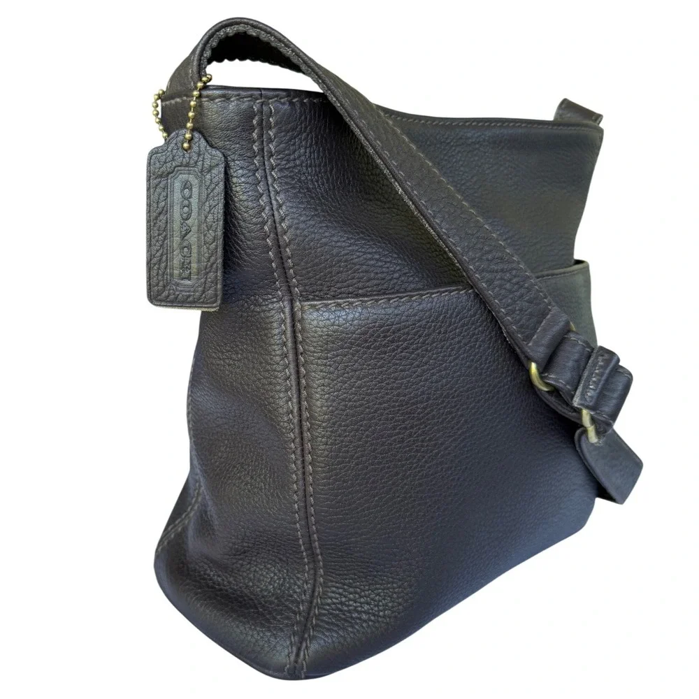VINTAGE COACH Sonoma Pocket Zip Crossbody Legacy Bag, Pebbled Brown Leather